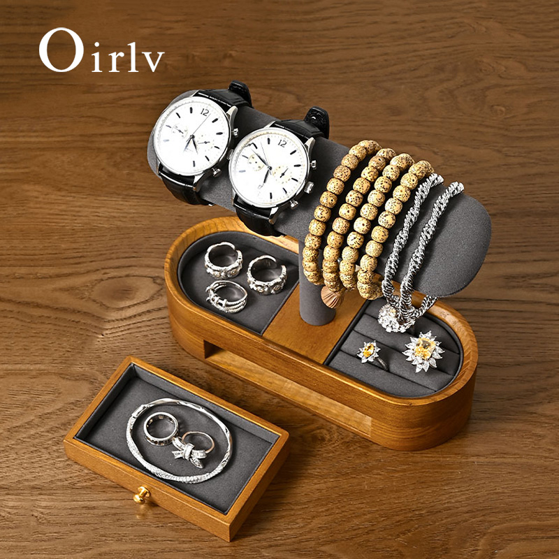 Jewelry And Watches Box - Oirlv-estante organizador de relojes de madera